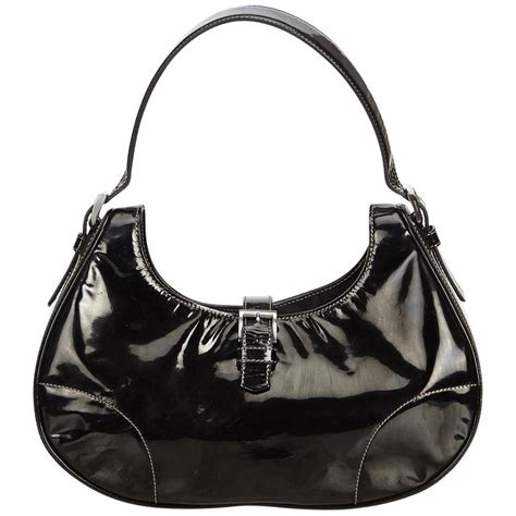 Black Patent Leather Hobo Bag 